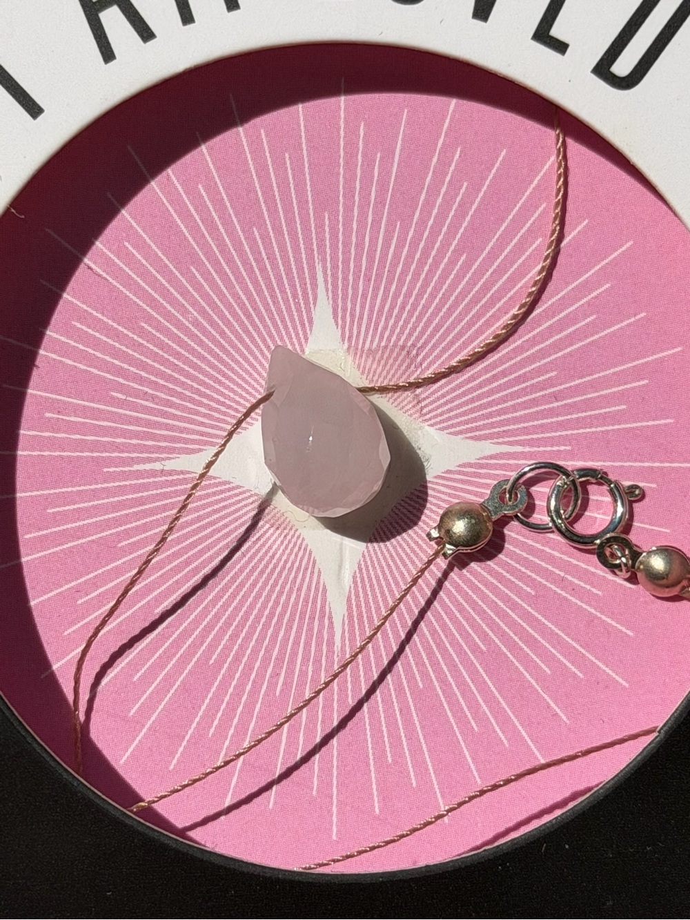Delicate Pink Teardrop Pendant Necklace - Unbranded